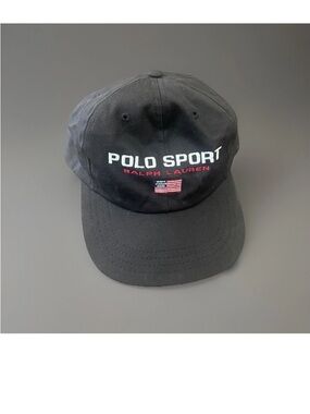 Polo by Ralph Lauren Black Polo Sport Cap with Red & White Accents